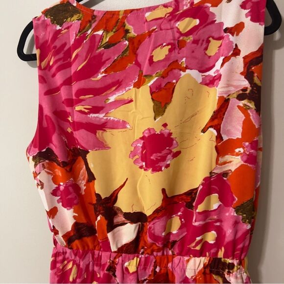 Entro Womens Sleeveless Multicolor V Neck Cut Out Tiered Floral Maxi Dress Large - Picture 9 of 11